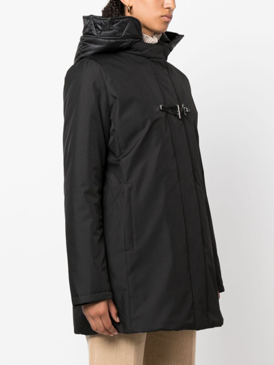 Shop Fay High-neck Hooded Parka Coat In Black