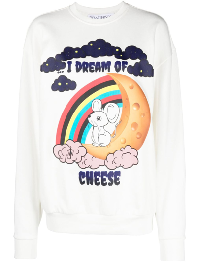 Shop Jw Anderson I Dream Of Cheese Sweatshirt In White