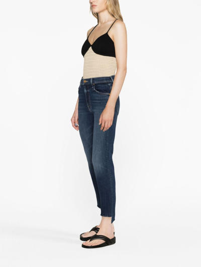 Mother High-rise Cropped Skinny Jeans In Blue