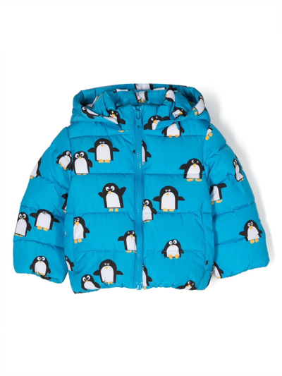 Shop Stella Mccartney Penguin-print Zipped Puffer Jacket In Blue
