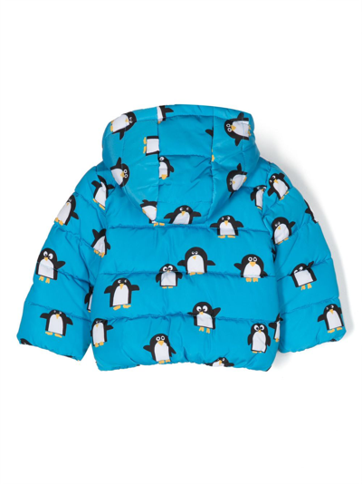 Shop Stella Mccartney Penguin-print Zipped Puffer Jacket In Blue