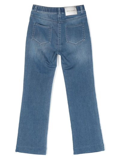 Shop Monnalisa Logo-patch Straight-leg Jeans In Blue