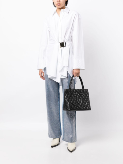 Pre-owned Chanel 2000 Medallion Tote Bag In Black