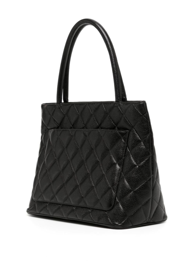Pre-owned Chanel 2000 Medallion Tote Bag In Black