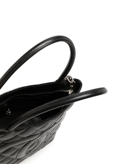Pre-owned Chanel 2000 Medallion Tote Bag In Black