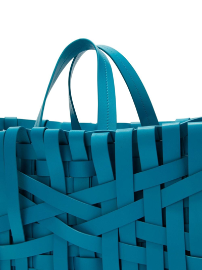 Shop Jil Sander Woven Basket Tote In Blue
