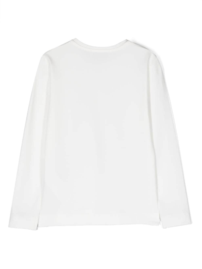 Shop Monnalisa Bow-detailing Crew-neck Sweatshirt In White