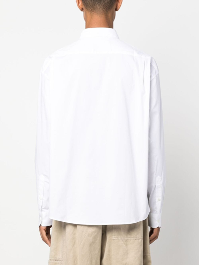 Shop Jacquemus Bow-detail Long-sleeve Cotton Shirt In White