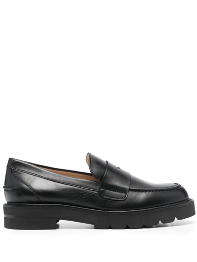 Shop Stuart Weitzman Parker Lift Leather Loafers In Black