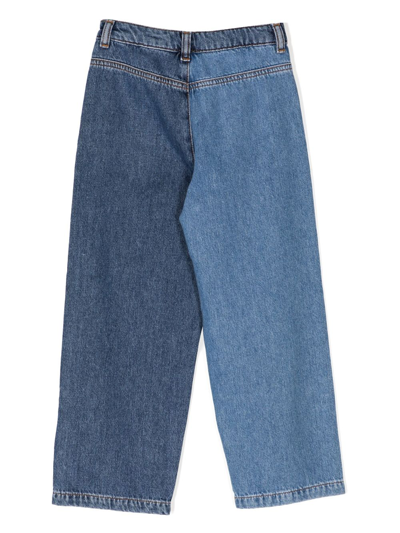 Shop Emporio Armani Two-tone Straight-leg Jeans In Blue