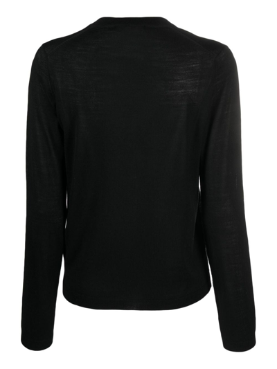 Shop Seventy Lightweight V-neck Wool Jumper In Black