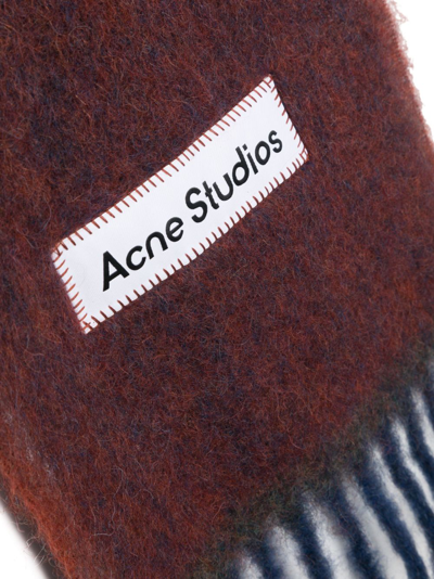 Shop Acne Studios Logo-appliqué Fringed Scarf In Blue