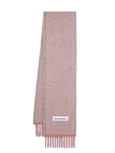 Shop Acne Studios Fringed Mohair-wool Scarf In Pink