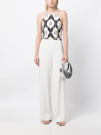 Shop Alice And Olivia Ash Ikat-pattern Halterneck Tank Top In White