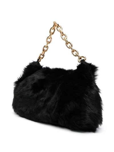 Shop Khaite Clara Shearling Shoulder Bag In Black