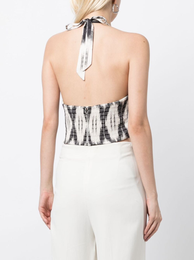 Shop Alice And Olivia Ash Ikat-pattern Halterneck Tank Top In White