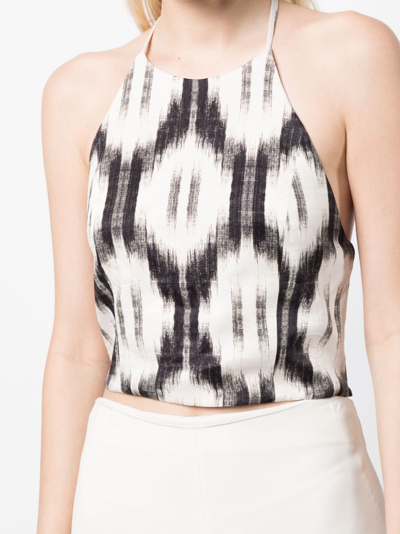 Shop Alice And Olivia Ash Ikat-pattern Halterneck Tank Top In White