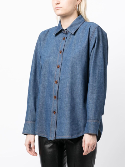 Forte Forte Spread-collar Chambray Shirt In Blue