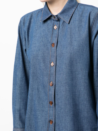 Forte Forte Spread-collar Chambray Shirt In Blue