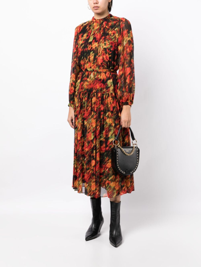 Shop 3.1 Phillip Lim / フィリップ リム Abstract-print Silk Midi Dress In Red