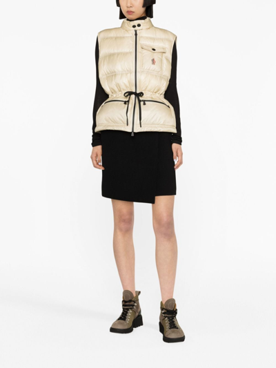 Shop Moncler Arolles Padded Down Gilet In Neutrals