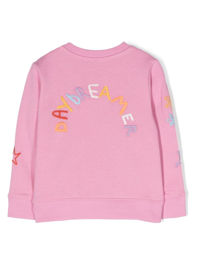 Shop Stella Mccartney Embroidered-motif Cotton Sweatshirt In Pink