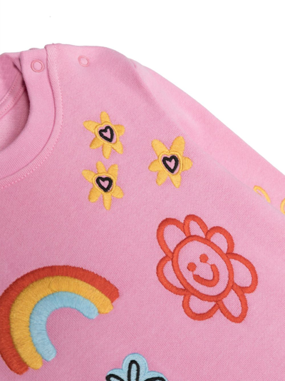 Shop Stella Mccartney Embroidered-motif Cotton Sweatshirt In Pink