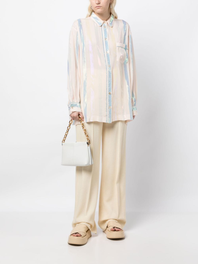 Forte Forte Satin-finish Striped Shirt In Neutrals