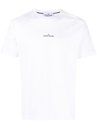 Shop Stone Island Compass Logo-print Cotton T-shirt In White