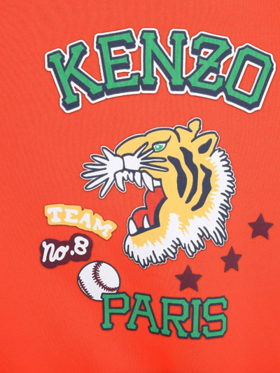 Shop Kenzo Logo-print Cotton Hoodie In Orange