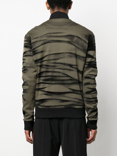 Shop Roberto Cavalli Tiger-print Track Jacket In Green