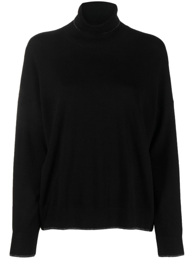Shop Liu •jo Metallic-threading Knitted Jumper In Black