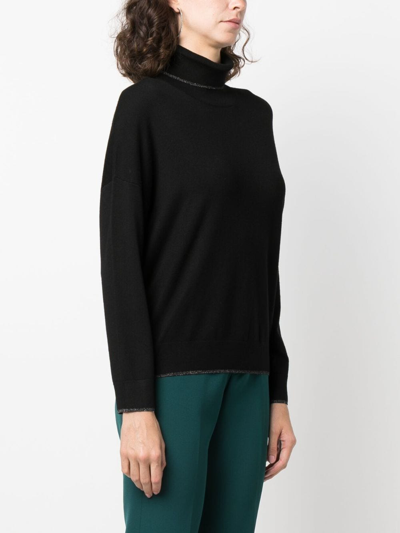 Shop Liu •jo Metallic-threading Knitted Jumper In Black