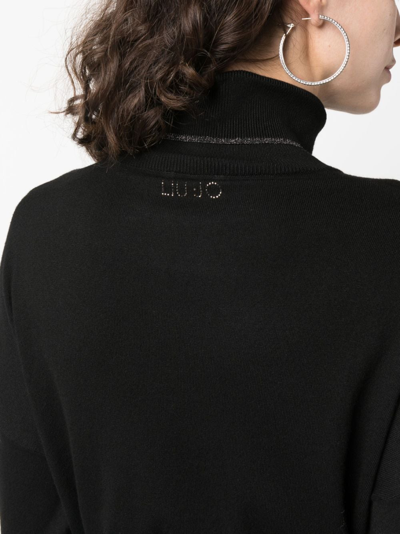 Shop Liu •jo Metallic-threading Knitted Jumper In Black