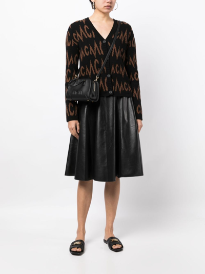 Mcm Mini Aren Logo-embossed Bag In Black