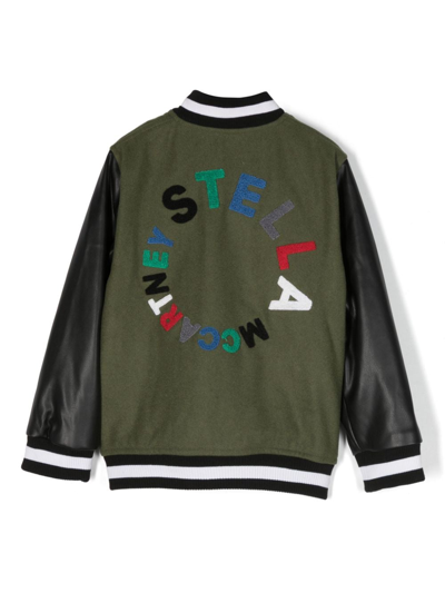 Shop Stella Mccartney Logo-embroidered Bomber Jacket In Green