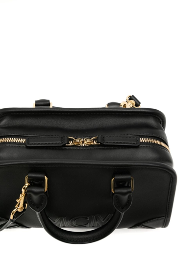 Mcm Mini Aren Logo-embossed Bag In Black
