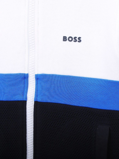 Shop Bosswear Logo-print Zip-up Hoodie In Blue