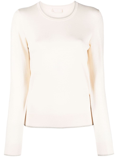 Liu •jo Metallic-threading Knitted Jumper In Neutrals