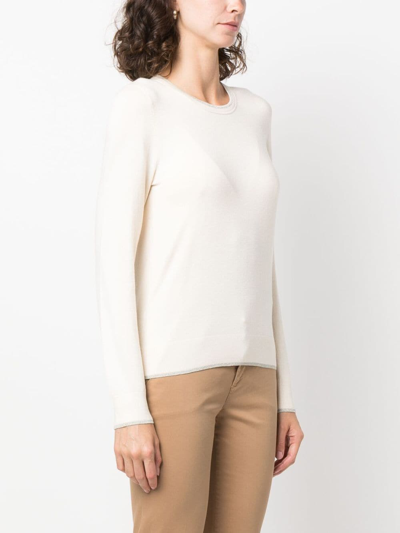 Liu •jo Metallic-threading Knitted Jumper In Neutrals