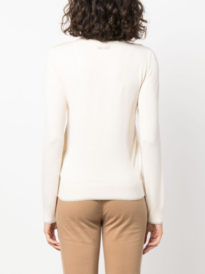Liu •jo Metallic-threading Knitted Jumper In Neutrals
