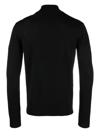Shop Roberto Cavalli Mock-neck Wool Jumper In Black