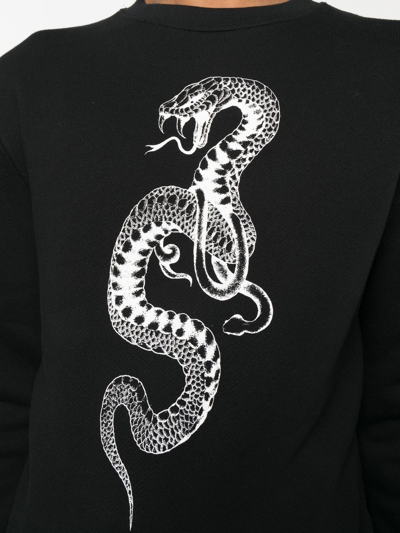Shop Roberto Cavalli Snake-print Cotton Sweatshirt In Black