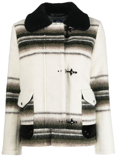 Shop Fay 3-ganci Felted Striped Jacket In White