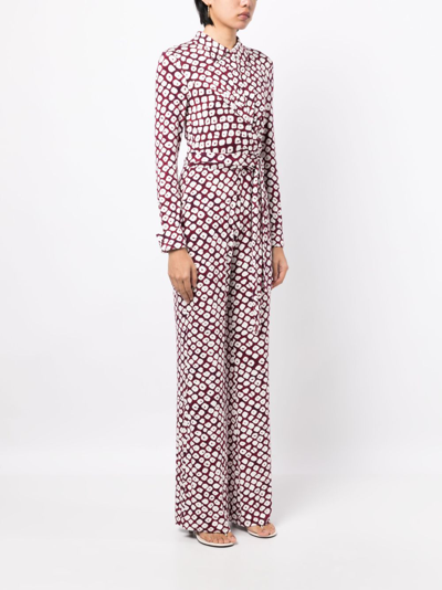 Shop Diane Von Furstenberg Michele Dot-pattern Jumpsuit In Red