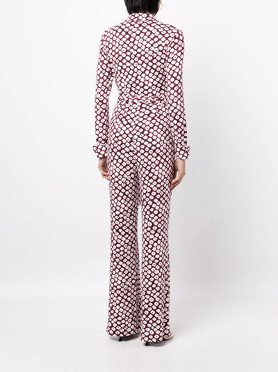Shop Diane Von Furstenberg Michele Dot-pattern Jumpsuit In Red