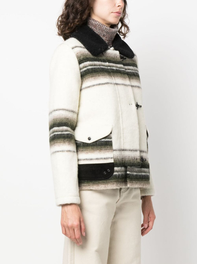 Shop Fay 3-ganci Felted Striped Jacket In White