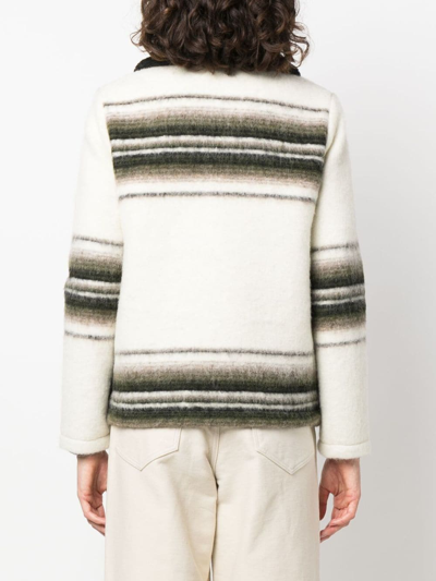 Shop Fay 3-ganci Felted Striped Jacket In White