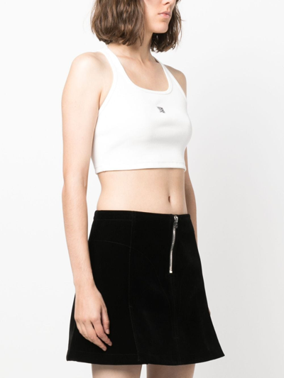 Shop Misbhv The M Logo-embroidered Top In White