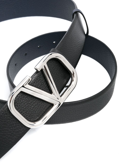 Shop Valentino Vlogo Signature Pebbled Belt In Black